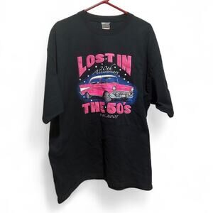 Vintage 2005 Lost in the 50's T Shirt Sandpoint Idaho Size XXL Black Rock N Roll